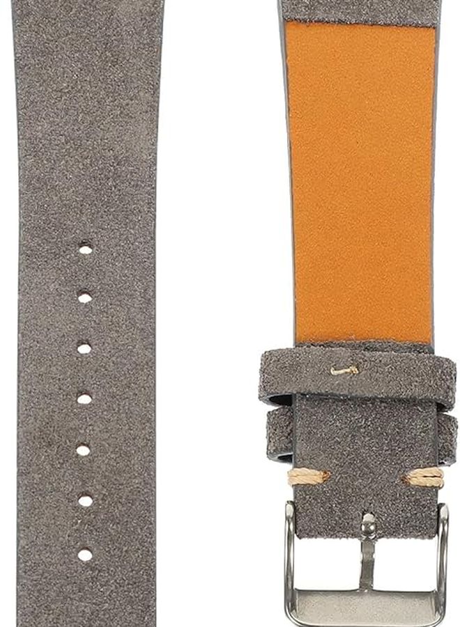 Genuine Leather Suede Gray 20mm Adjustable Watch Strap For Men Casual Office - Image 1